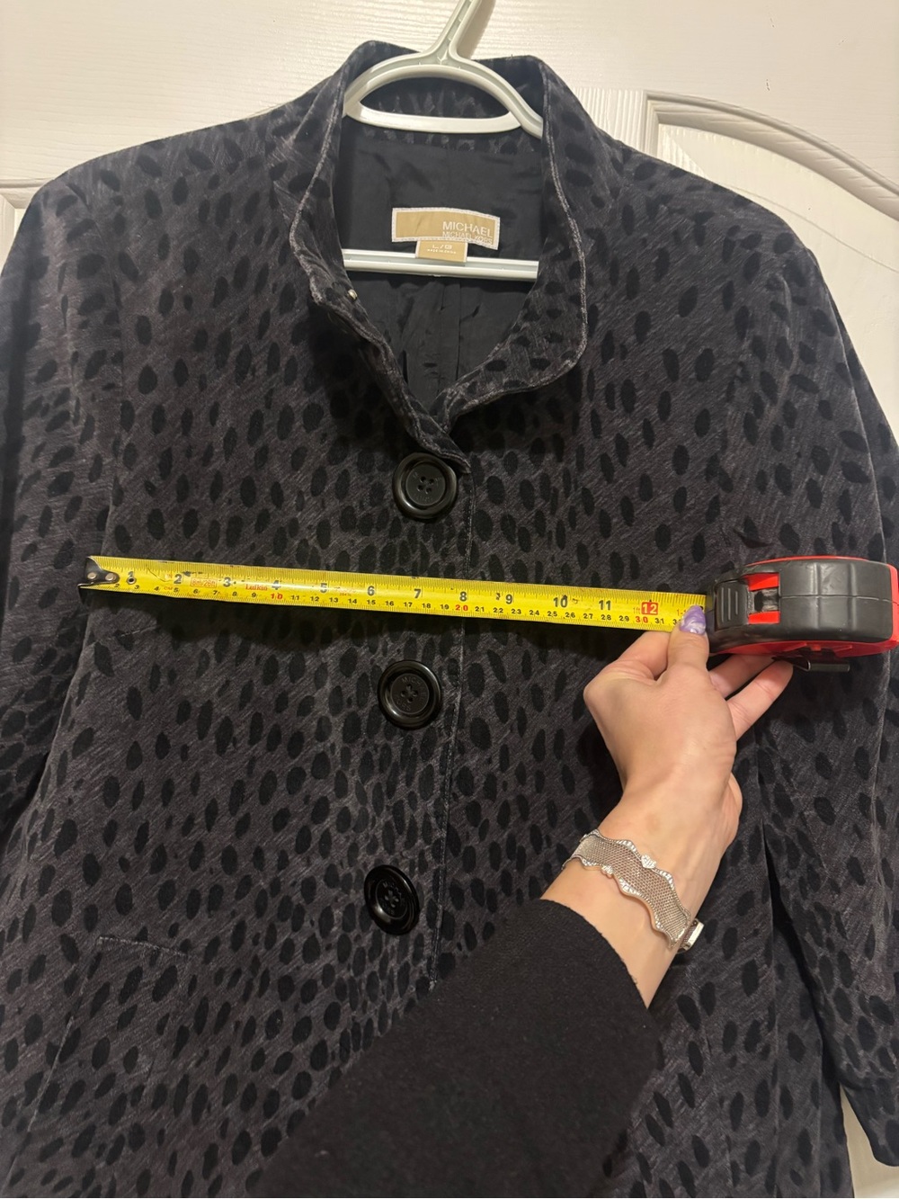 Michael Kors Gray Black Leopard Print Pea Coat Size L - Picture 8 of 8